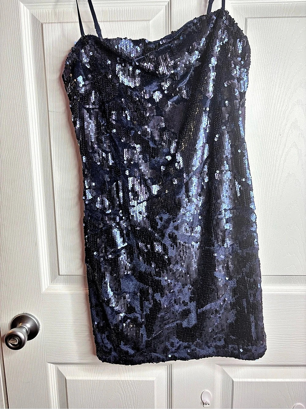 Lulus Sequin Mini Dress in Blue & Black Size Medium Like New